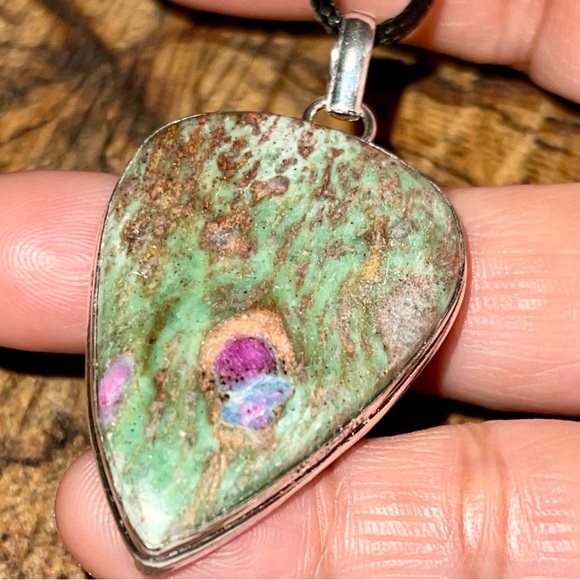 Teardrop Ruby Fuchsite Pendant 2 1/4” - Picture 7 of 11